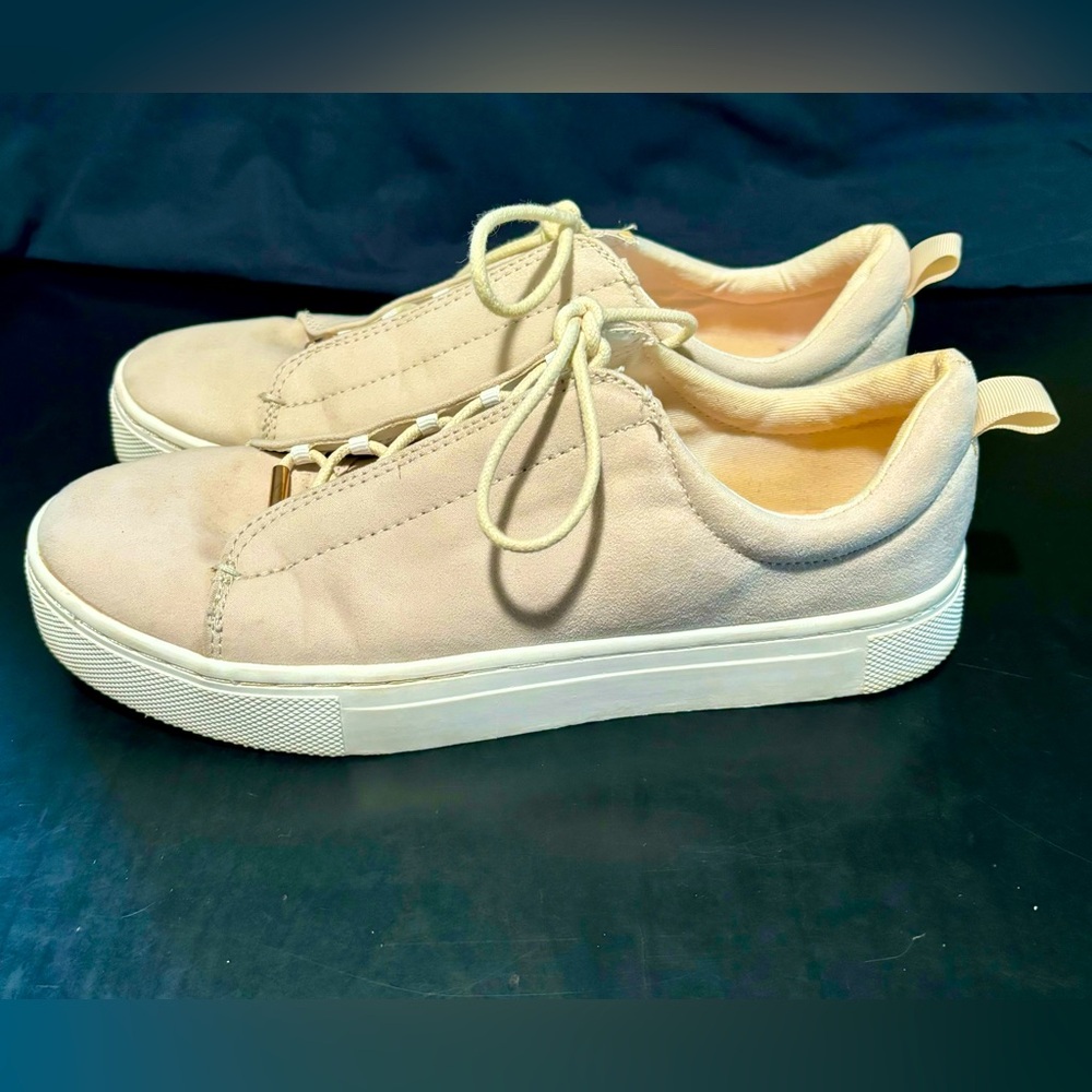 H&M Suede Lace-up Casual Shoes, Ecru Color, size 8.5